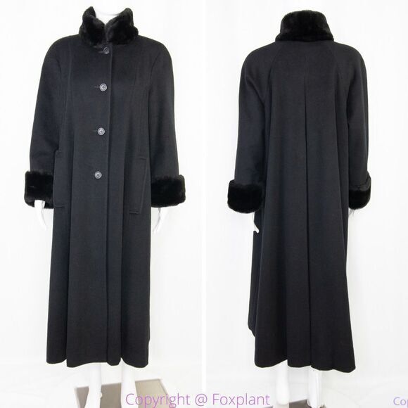 Vintage Steve by Searle black swing full length coat, vintage size 2, USA made - Picture 2 of 16
